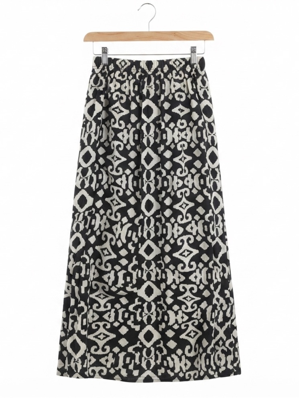 Japna Maxi Skirt LARGE Cotton Geometric Black & White